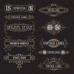 Old vintage floral elements - ribbons, monograms, stripes, lines, angles,border, frame,label, logo - vectors