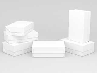 White shoe boxes Mockup in gray studio, 3d rendering