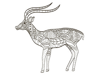 antelope coloring vector for adults