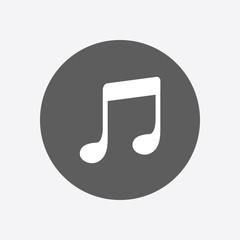 Music note icon. Character listening song. Flat design style.