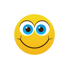 Yellow Smiling Cartoon Face Positive People Emotion Icon Flat Vector Illustration