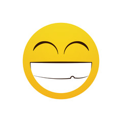 Yellow Smiling Cartoon Face Laugh Positive People Emotion Open Mouth Icon Flat Vector Illustration