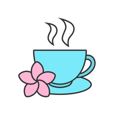 Herbal teacup color icon