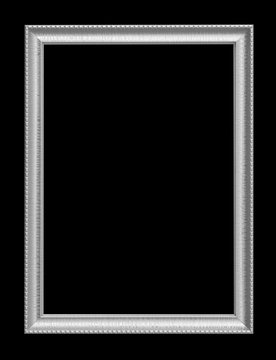 The antique silver frame isolated on black background