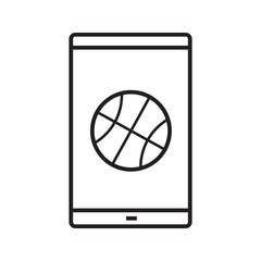 Smartphone basketball app linear icon