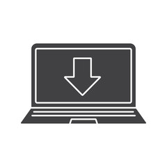 Laptop files download glyph icon
