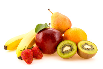 Fruits on white background