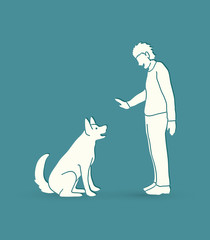 Dog training , A man training a dog graphic vector.