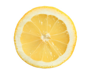 Slice of delicious citrus fruit on white background