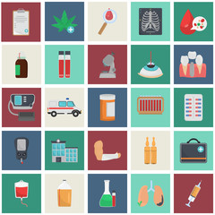 Set of medicine color flat icons for web and mobile design