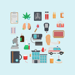 Set of medicine color flat icons for web and mobile design