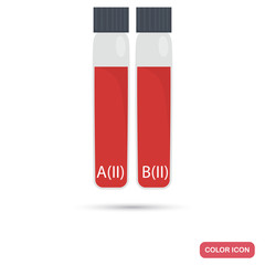 Test tubes with blood group analysis color flat icon for web and mobile design
