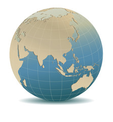 Retro Style China and Asia, Global World, Elements of this image furnished by NASA