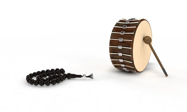 Ramadan drum isolated on the white, 3d render