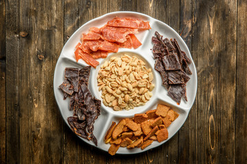 Plate with snacks assortment