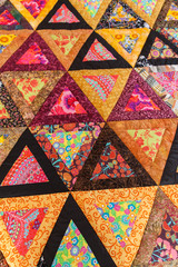 Patchwork quilt. Part of patchwork quilt as background. Handmade.