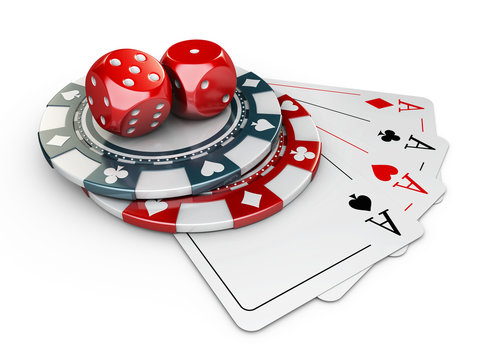 3d Illustration of Casino Elements. isolated white background