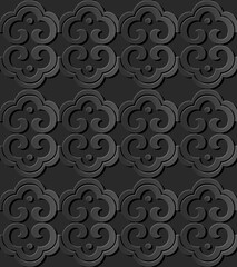 3D paper art oriental curve spiral cross round frame