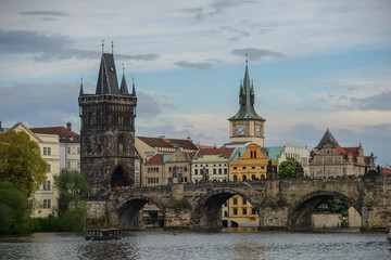 Fototapeta na wymiar Beautiful View of Prague Bridges on River