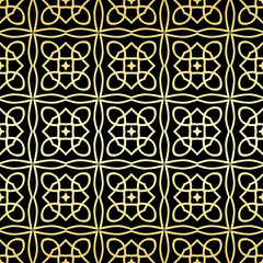 Ornamental wallpaper, vector luxury background. Vintage floral pattern on black with golden gradient.