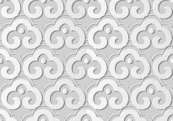 3D paper art oriental curve spiral cross frame