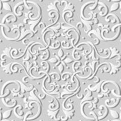 3D paper art spiral curve cross flower leaf vine