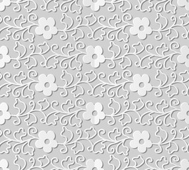 3D paper art spiral curve leaf vine flower