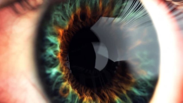 Eye iris macro moving inside. 4k animation