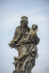 PRAGUE, CZECH REPUBLIC - 12 MAY 2017: Statue on the Charles Bridge, Prague, Czech 