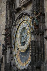 Prague Orloj astronomical clock on town hall tower