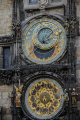 Prague Orloj astronomical clock on town hall tower