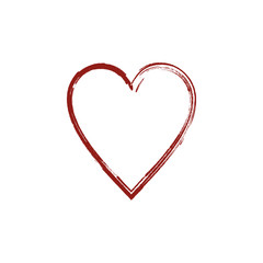Vector red heart. Hand drawn, icon on a white background