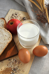 Above of Glass of Milk for Breakfast