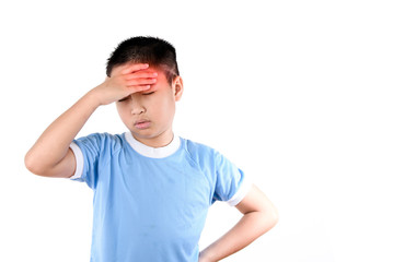 Obraz premium Young asian boy has headache.