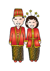 Bridal couple java. Cartoon style.
