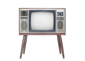 Classic Vintage Retro Style old television isolated on white background.