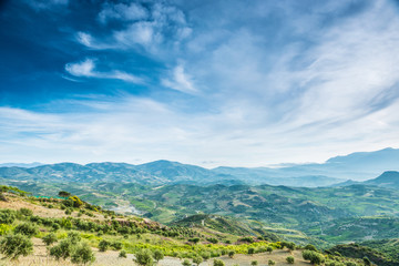 sunet over dirt road in Toscana