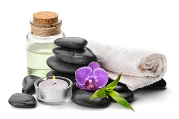 spa concept with zen basalt stones
