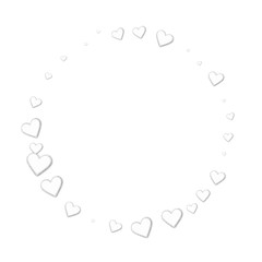 Beautiful paper hearts. Round shape on white background. Vector illustration.