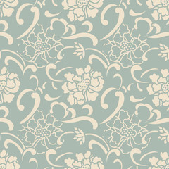 Antique seamless background spiral curve peony flower