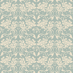 Antique seamless background garden spiral curve flower vine