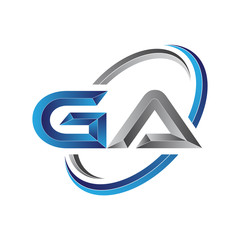 Simple initial letter logo modern swoosh GA