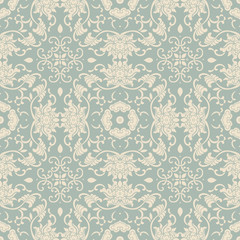 Obraz premium Antique seamless background Asian botanic garden spiral vine leaf flower chintz