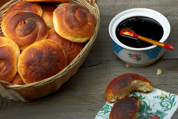 Homemade buns with jam