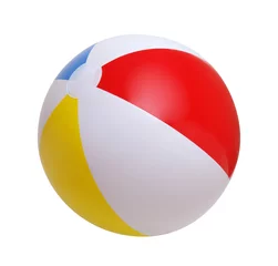 Tableaux ronds sur aluminium brossé Sports de balle Ballon de plage sur un blanc