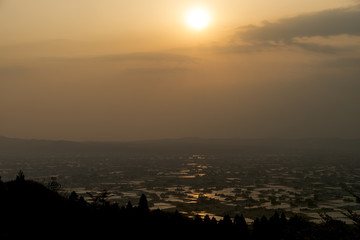 砺波　散居村展望広場からの夕景