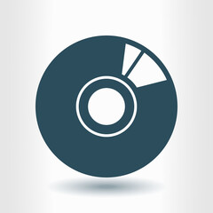 CD or DVD icon. Compact disk simbol. Flat design style.
