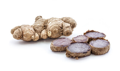 black galingale root isolated on white background