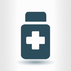 Drugs sign icon. Pack with pills. Flat design style. 
