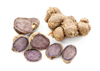 black galingale root isolated on white background